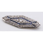Jewellery - Late 1800s yellow gold and silver lozenge brooch with dia...