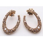Jewellery - Pair of rose gold earrings with brilliants ct.0.36 and stone...