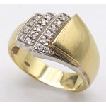 Jewellery - Yellow and white gold ring with small diamonds. Mi...