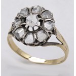 Jewellery - Low gold ring with diamond roses. Size 14 gr....