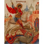 Russia, Icon of St. George fighting the dragon, early 20th century.