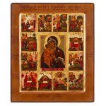 Russia, Icon of Our Lady of Fyodorovsk with scenes from the legend, late 19th century.