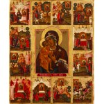 Russia, Icon of Our Lady of Fyodorovsk with scenes from the legend, late 19th century.