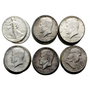 United States of America (USA), set of 30 x 1/2 dollars, various vintages