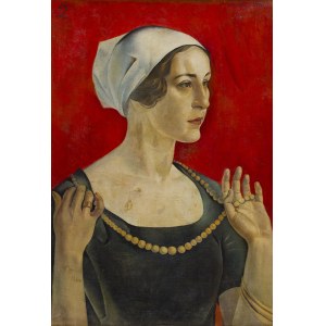 Ludomir Sleńdziński (1889 Vilnius - 1980 Kraków), Lady with corals (Portrait of Halina Dąbrowska), 1923