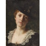 Władysław Czachórski (1850 Lublin - 1911 Munich), Portrait of a woman in a black hat with feathers