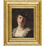 Władysław Czachórski (1850 Lublin - 1911 Munich), Portrait of a woman in a black hat with feathers