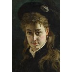 Władysław Bakałowicz (1833 Chrzanów - 1903 Paris), Portrait of a girl in a hat with feathers