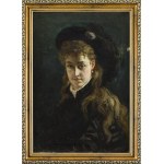Władysław Bakałowicz (1833 Chrzanów - 1903 Paris), Portrait of a girl in a hat with feathers