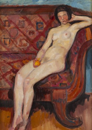 Wojciech Weiss (1875 Leorda, Rumunia - 1950 Kraków), Akt kobiety z pomarańczą