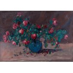 Włodzimierz Terlikowski (1873 Poraj near Łódź - 1951 Paris), Bouquet of roses in a blue vase, 1929