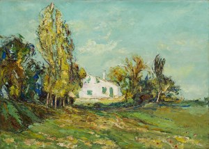 Włodzimierz Terlikowski (1873 Poraj k. Łodzi - 1951 Paryż), Pejzaż z białym domem, 1946