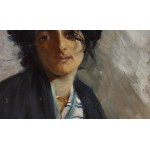 Feliks Michał Wygrzywalski (1875 Przemyśl - 1944 Rzeszów), Portrait of a brunette with a blue scarf