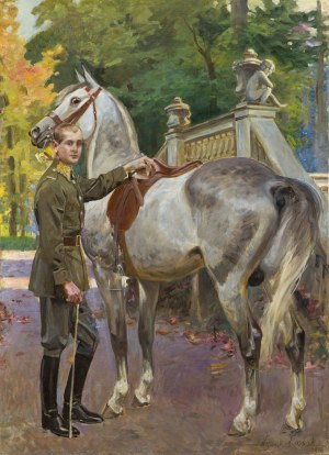 Wojciech Kossak (1856 Paryż - 1942 Kraków), Portret Jerzego Gerlicza przy koniu (