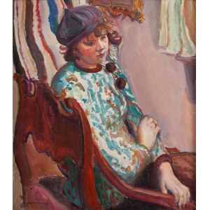 Kasper Pochwalski (1899 Kraków - 1971 Kraków), Portrait of a girl in a beret, 1930