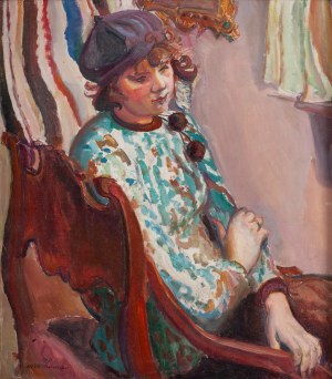 Kasper Pochwalski (1899 Kraków - 1971 Kraków), Portret dziewczyny w berecie, 1930