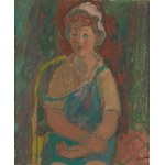 Zygmunt Landau (1898 Łódź - 1962 Tel Aviv), Portret dziewczynki w niebieskich ogrodniczkach
