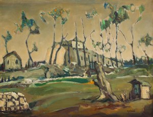 Molli Chwat (1888 Białystok - 1979 Francja), Pejzaż z domem na wzgórzu