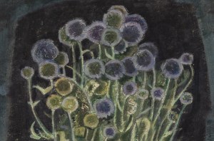 Artur Kolnik (1890 Stanisławów - 1971 Paryż), Martwa natura z bukietem ostów w białym wazonie