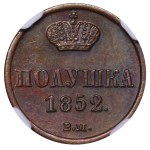 Russian Empire, 1 Polushka, 1852 year, VM, NGC, UNC DETAILS