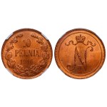 Russian Empire, Finland, 10 Pennia, 1916 year, NGC, MS 64 RB