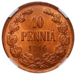 Russian Empire, Finland, 10 Pennia, 1916 year, NGC, MS 64 RB