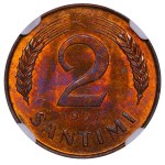 Latvia, 2 Santimi, 1937 year, NGC, MS 64 BN