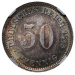 Germany, 50 Pfennigs, 1875 year, J, NGC, MS 64, Top PoP