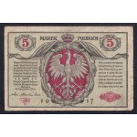 Poland, 5 Marek Polskich, 1916-17, VF