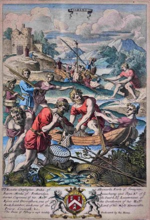 Richard Blome (1635-1705) Fishing z cyklu Gentlemans Recreation, 1686