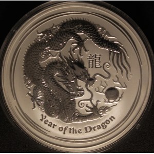 Australia. 2012 10 Dollars Year of the Dragon Lunar Series 10 Oz .999 Silver