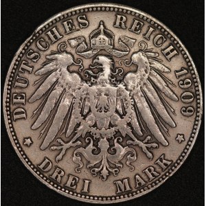Germany. Hamburg 1909 3 Mark J Silver