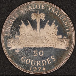 Haiti. 1974 50 Gourdes Kobieta i dziecko ze srebra