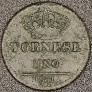 Itálie. Neapol 1851 1 Tornese Ferd. II