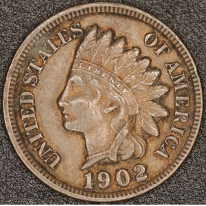 Spojené státy americké. 1902 1 indický cent Philadelphia