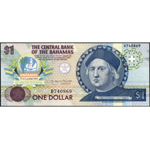 Bahamas. 1992 1 Dollar Columbus