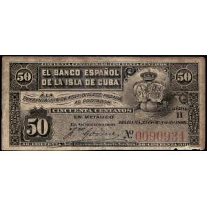 Cuba. 1896 50 Centavos Banco Español