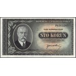 Czechoslovakia. 1945 100 Korun Specimen 3 Dots