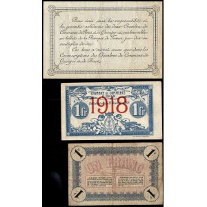 Francja. 1921 1 Franc D'Oran, Cette, &amp; Quimper - 3 sztuki