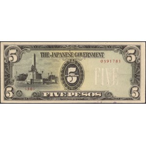 Philippines. 1943 5 Pesos Japanese Occupation - Countermark