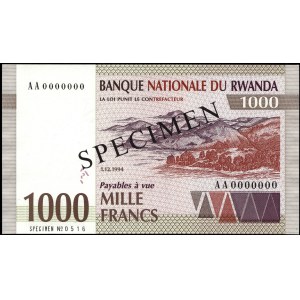 Rwanda. 1994 1000 Francs Specimen