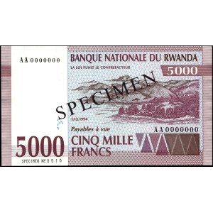Rwanda. 1994 5000 Francs Specimen