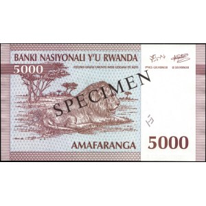 Rwanda. 1994 5000 Francs Specimen