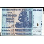 Zimbabwe. 2008 100 Trillion Dollars - Highest Denomination - 3 Pieces