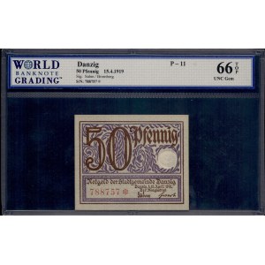 Danzig. 1919 50 Fenigow Fioletowy