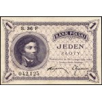Poland. 1919 1 Zloty Prefix S.36 F