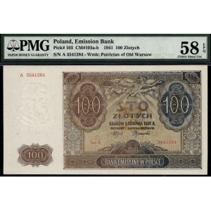Pologne. 1941 100 Zlotych Préfixe A