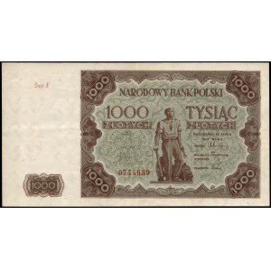 Poland. 1947 1000 Zlotych Prefix F