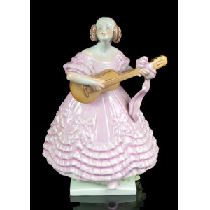 Girl with a guitar, Herend, Hungary, 20th century.