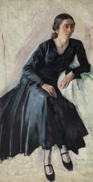Roman Kramsztyk (1885 Warszawa - 1942 tamże), Portret kobiety w czarnej sukni